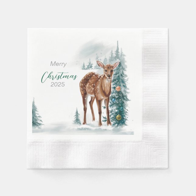 Paper Napkin 	«Graceful Christmas Doe” 	 (Front)