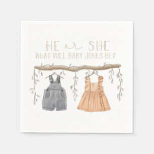 Paper Napkin, He or She, Baby shower,  Napkin