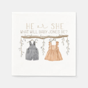Paper Napkin, He or She, Baby shower,  Napkin