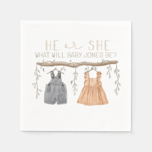 Paper Napkin, He or She, Baby shower,  Napkin (Front)