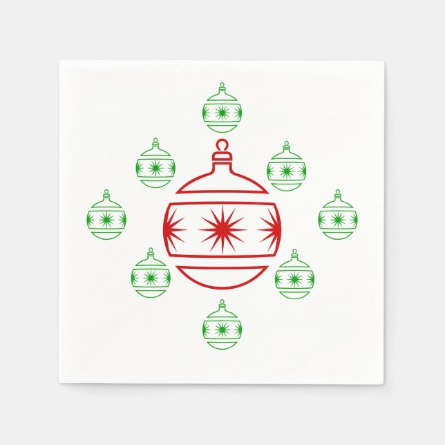 Paper Napkin - Holiday Ornaments (Front)