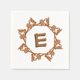 Paper Napkin - Leaves in Circle with Initial