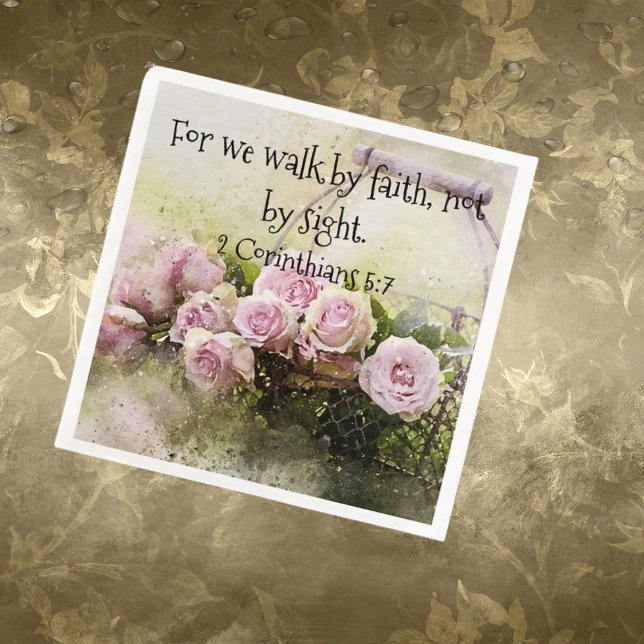 Paper Napkin Pink Roses Floral Faith Scripture (Creator Uploaded)