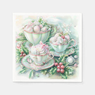 Paper Napkin-Pink Victorian Christmas Napkin