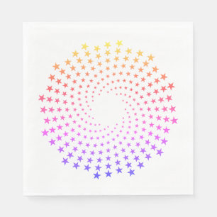 Paper Napkin - Rainbow Colored Star Swirls