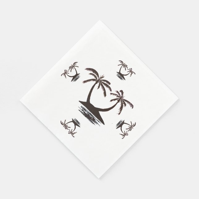 Paper Napkin- Silhouette of Tropical Island  Napkin (Corner)