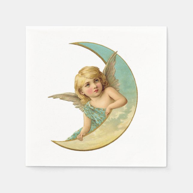 PAPER NAPKIN : VICTORIAN VICTORIAN  ANGEL AND MOON (Front)