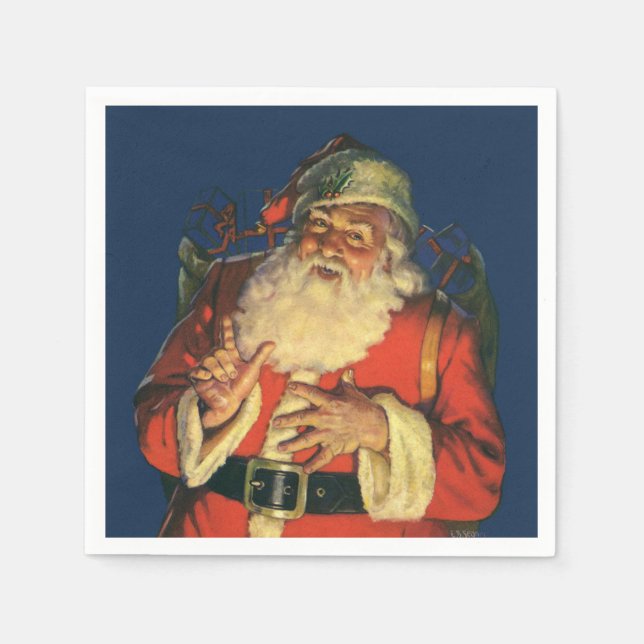 PAPER NAPKIN : VINTAGE CHRISTMAS : Santa Claus (Front)