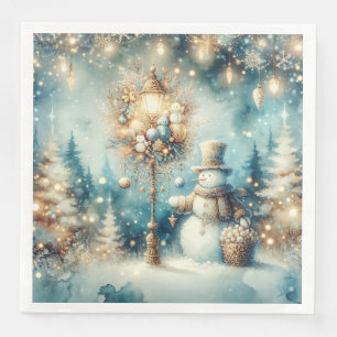 Paper Napkin-Vintage  Christmas Snowman Napkin