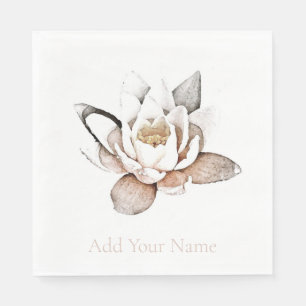 PAPER NAPKIN : WHITE LOTUS + CUSTOMISABLE
