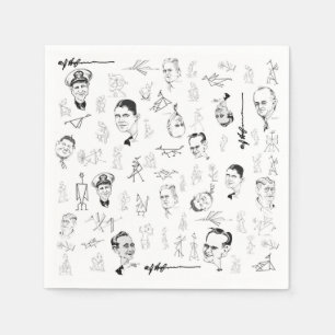 Paper napkin with Art Hofmann graphics