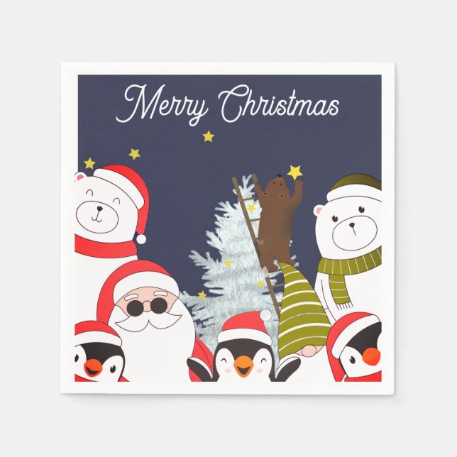 Paper Napkin with Merry Christmas (Front)