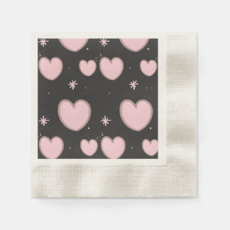 Paper Napkin with pink hearts