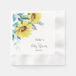 Paper Napkin with watercolor sunflowers