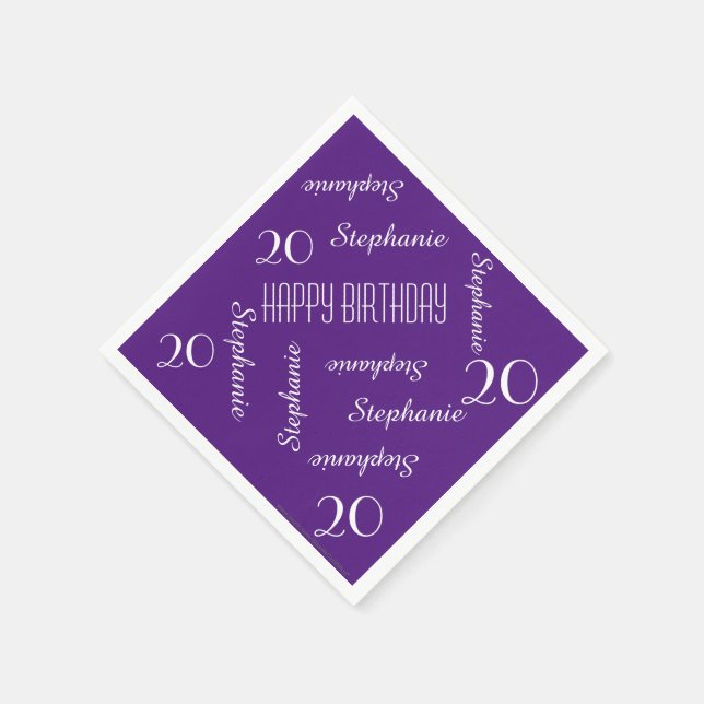 Paper Napkins, 20th Birthday Party Repeating Names Napkin (Corner)