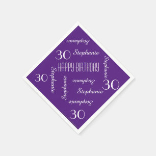 Paper Napkins, 30th Birthday Party Repeating Names Napkin