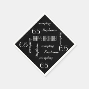 Paper Napkins, 65th Birthday Party Repeating Names Napkin
