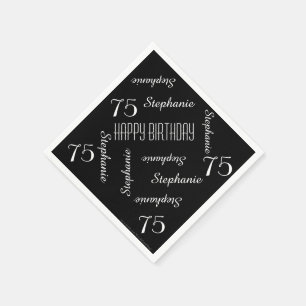 Paper Napkins, 75th Birthday Party Repeating Names Napkin