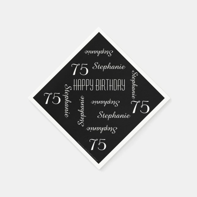Paper Napkins, 75th Birthday Party Repeating Names Napkin (Corner)