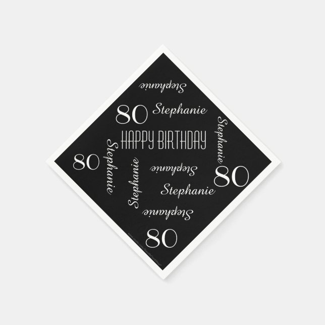 Paper Napkins, 80th Birthday Party Repeating Names Napkin (Corner)