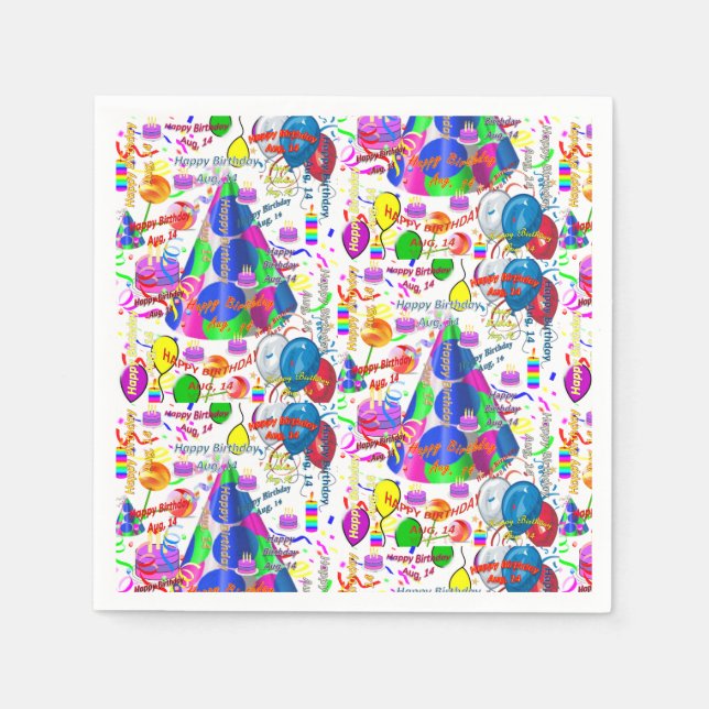 Paper Napkins August, 14 Birthday (Front)