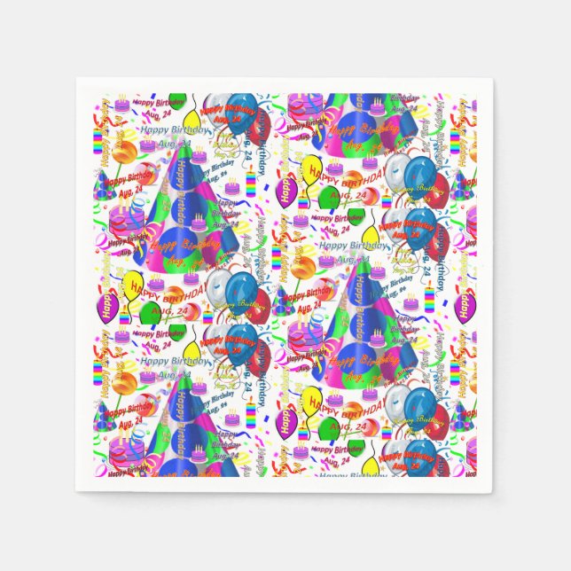 Paper Napkins August, 24 Birthday (Front)