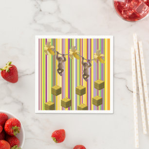 Paper Napkins, Bananas Monkeys Stripe Napkin