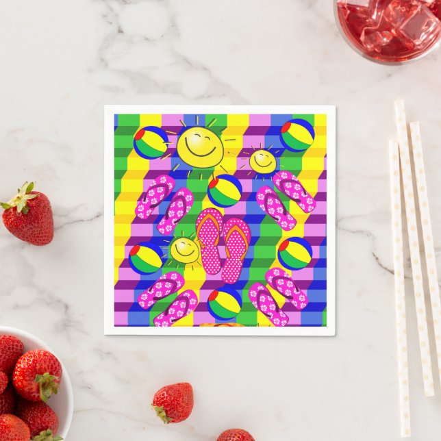 Paper Napkins, Beach Sun Flip Flops Napkin (Insitu)