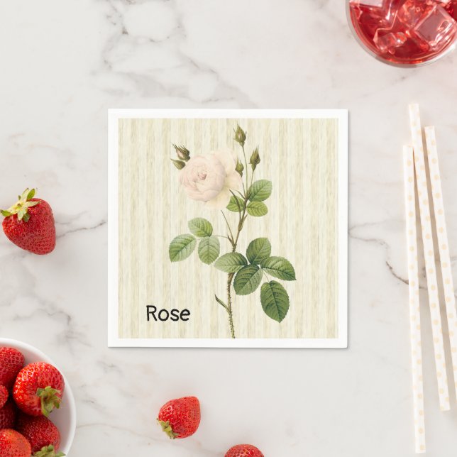 Paper Napkins, Beige Rose Napkin (Insitu)