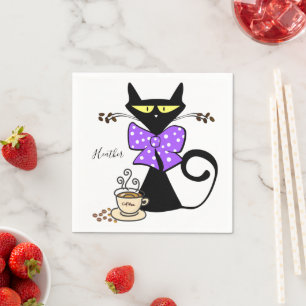 Paper Napkins, Black Cat Coffee Napkin