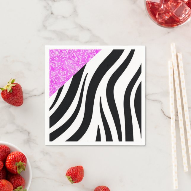 Paper Napkins, Black Leopard Pink Napkins (Insitu)