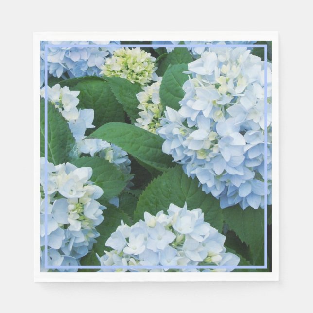 Paper Napkins-Blue Hydrangeas Napkin (Front)