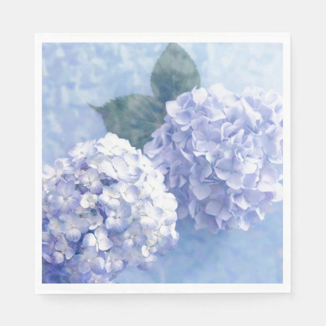 Paper Napkins-Blue Hydrangeas Napkin (Front)