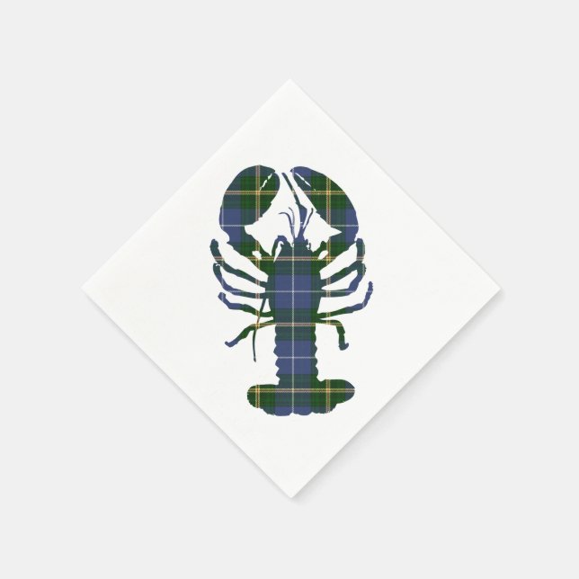 paper napkins  blue Nova Scotia Tartan lobster (Corner)