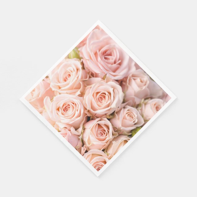 Paper Napkins-Blush Pink Roses Napkin (Corner)