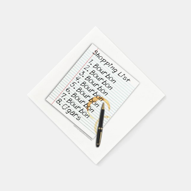 PAPER NAPKINS - BOURBON LOVERS SHOPPING LIST (Corner)