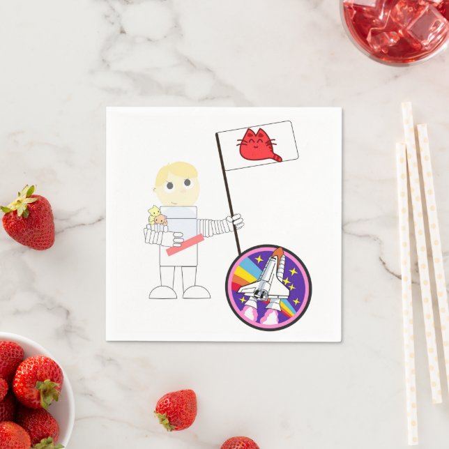 Paper Napkins, Cat Astronaut Napkin (Insitu)