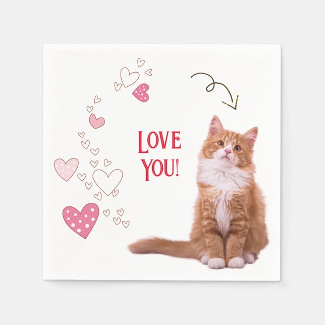 Paper Napkins Cat Love (Front)