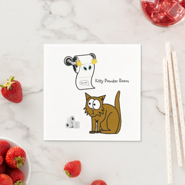 Paper Napkins, Cat Powder Room Bath Toilet Paper Napkin (Insitu)