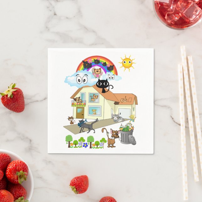 Paper Napkins, Cats Meow Napkins (Insitu)