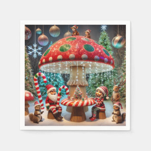Paper Napkins: Christmas Mushroom Design Napkin