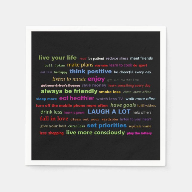 Paper Napkins Colourful Motivational Quotes (Front)
