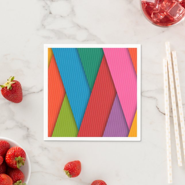 Paper Napkins, Colourful Triangles Napkin (Insitu)