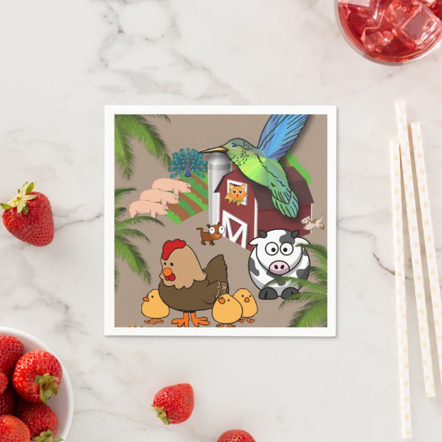 Paper Napkins, Cow Chickens Dog Farm Napkin (Insitu)