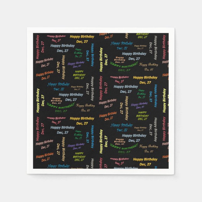 Paper Napkins December, 27 Birthday (Front)