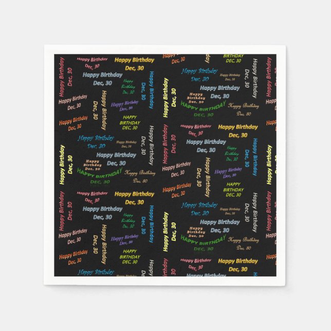 Paper Napkins December, 30 Birthday (Front)