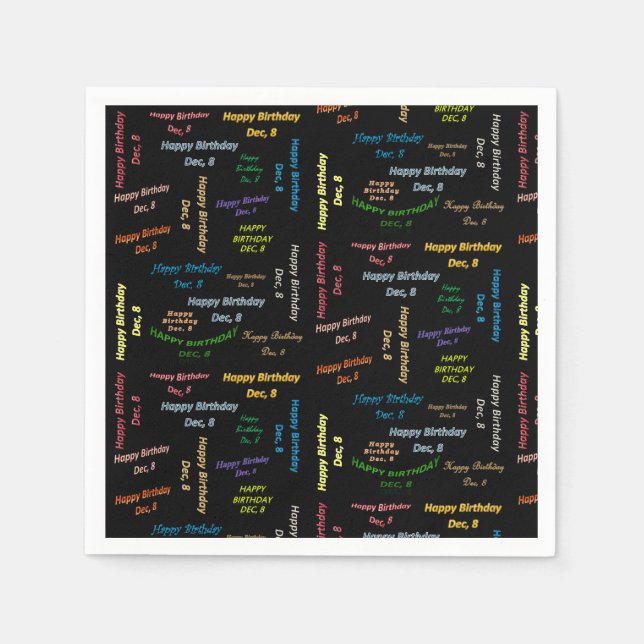 Paper Napkins December, 8 Birthday (Front)