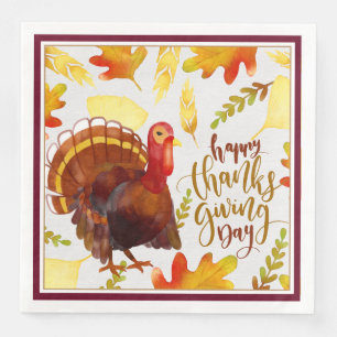 Paper Napkins-Dinner-Happy Thanksgiving Turkey Napkin