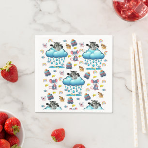 Paper Napkins, Dog Cat Mice Cheese Rainbow Fish Napkin