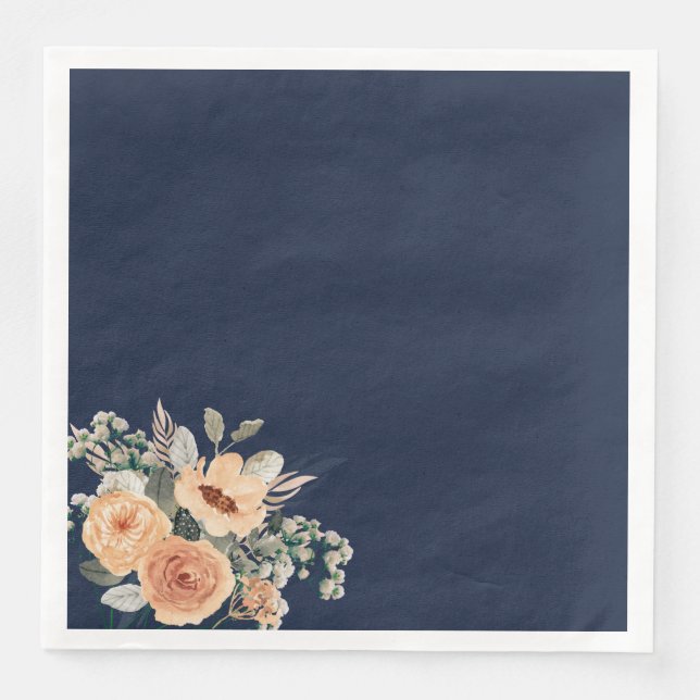 Paper napkins, Elegant floral blue Napkin (Front)
